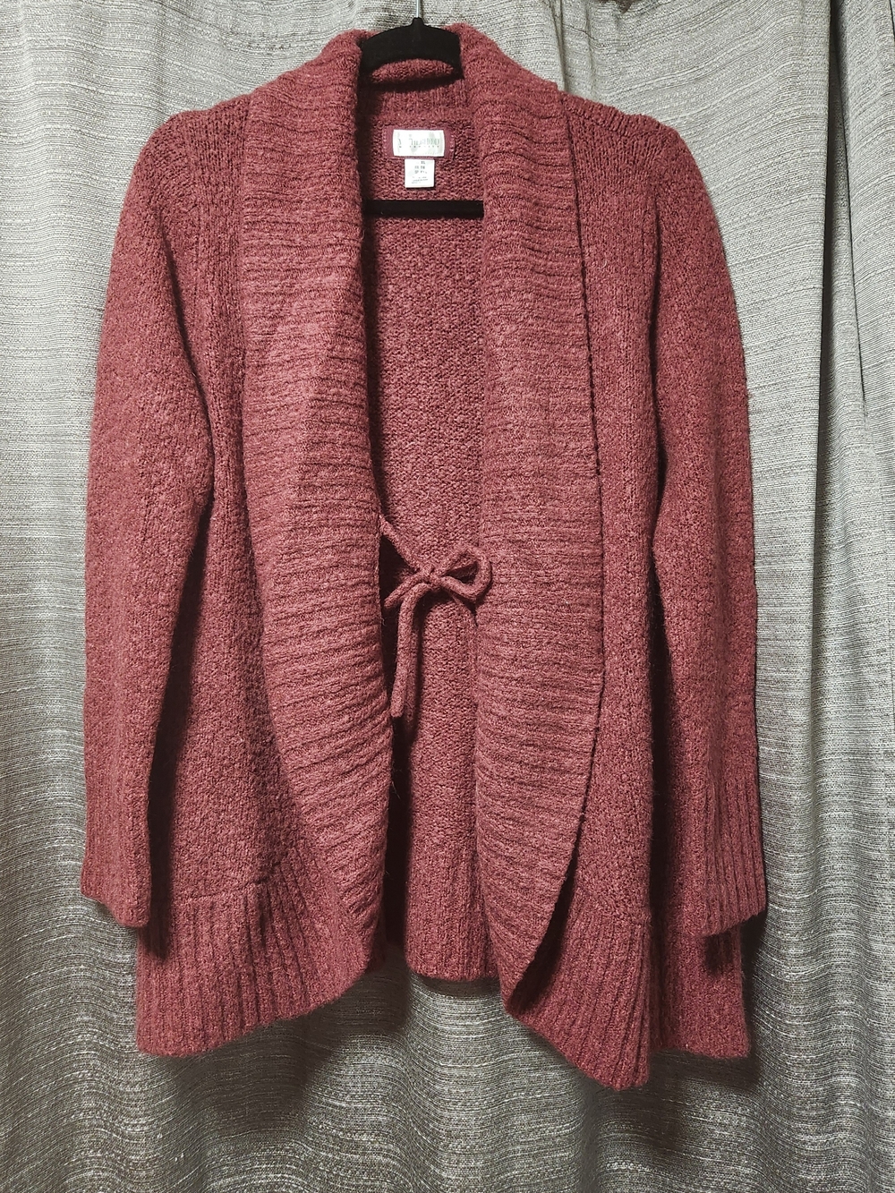 Motherhood Maternity Tie-Front Shawl Collar Cardigan - Burgandy